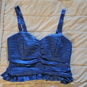 BOG Collective Blue Ruched Tank Top Size L